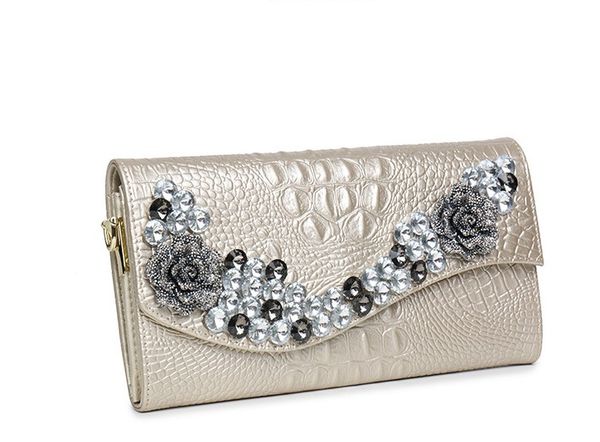 

crocodile pattern cow leather women clutch bag shoulder bag lady genuine leather fashion messenger bags woman wallet purse