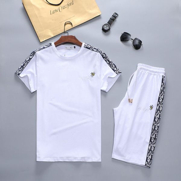 

mens new brand designer sets t-shirt and pant men cotton short tracksuit women summer medusa summer short sport suit men joggers, Gray