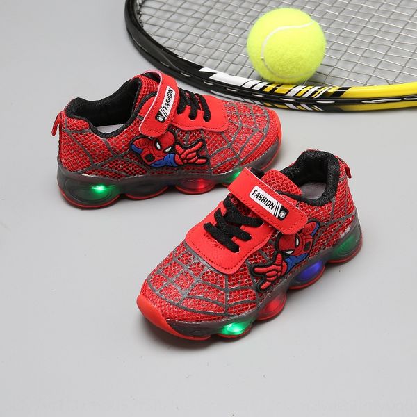 

дышащая сетка светящейся мужские, спортивная девочек полого из spider кроссовок детских кроссовок мультфильма led детской обуви, Black