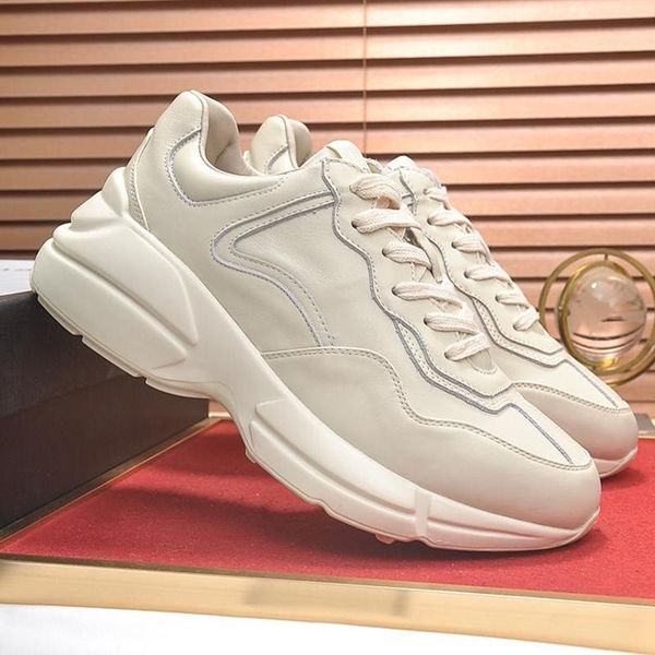 

mens rhyton leather sneaker new arrival mens shoes comfortable lightweight luxury shoes lace -up vintage luxury men shoes fast delivery, Black