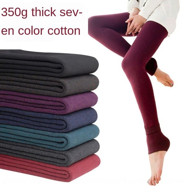 

1gemv autumn winter colorful cotton leggings 350g fleece lining stirrup l seamless one-piece jumpsuit warm jumpsuit pants trousers warm pant, Black;white