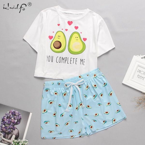 

summer women sleepwear cartoon print tshirt and heart elastic waist shorts casual pajama set round neck short sleeve home wear, Black;white
