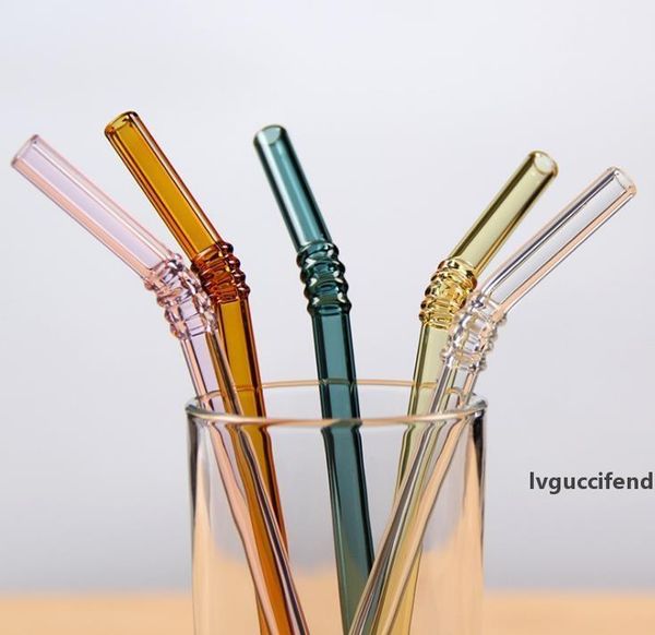 

100pcs special fine curved glass environmental glass health baby drinking art straws glass drinking straws eco-friendly sn1194