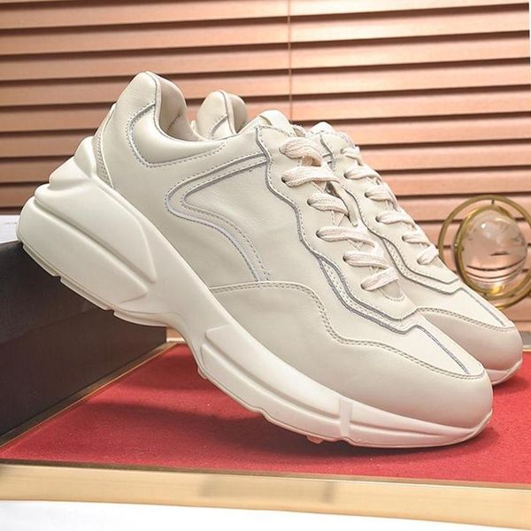 

new mens rhyton leather sneaker new arrival mens shoes comfortable lightweight luxury shoes lace -up vintage casual men shoes fast delivery, Black