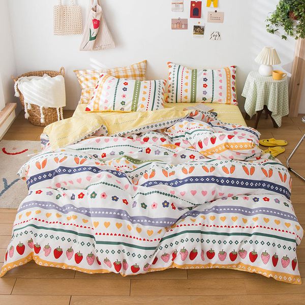 

bed linen cotton striped 100%cotton floral bedding set  size bed covers sabanas de algodon para cama king bedclothes