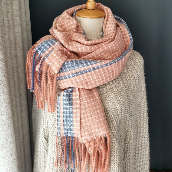 

2019 winter scarf for women shawls wrap fashion plaid warm plaid cashmere scarves lady pashmina female bandana quality tassel t200729, Blue;gray