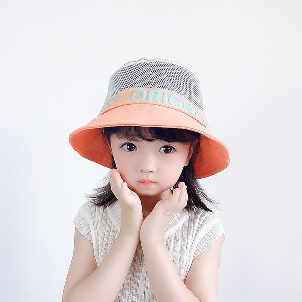 

autumn thin children's mesh hollow breathable baby sunscreen fisherman letter bucket hat flat cap flat cap hat, Yellow