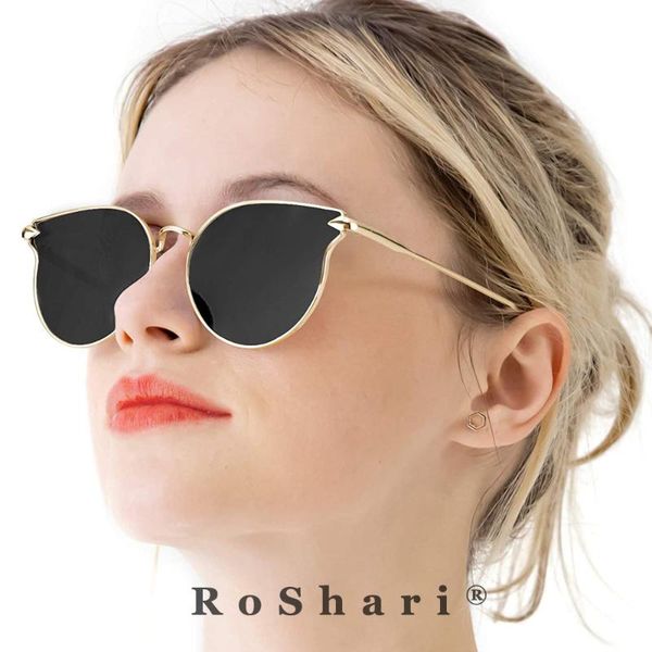 

roshari cat eye sunglasses women street fashion metal frame rs5534, White;black
