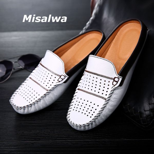 

misalwa кожа мужчина половина тапочки мокасины летнего hollow отдых крытого shoe воздухопроницаемость мужских квартиры мокасины ознакомитель, Black