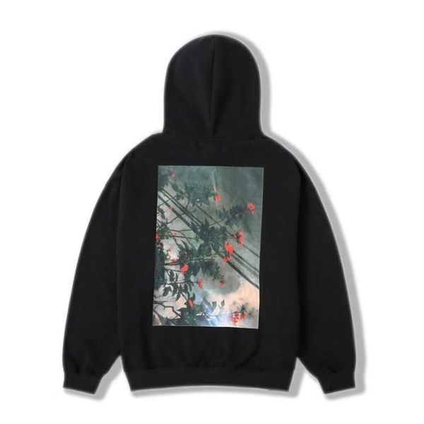 

19fw of essentials floral p printed long sleeve pullover sweatshirt crewneck t-shirt sweater street oodies tee fymwy266#613, Black