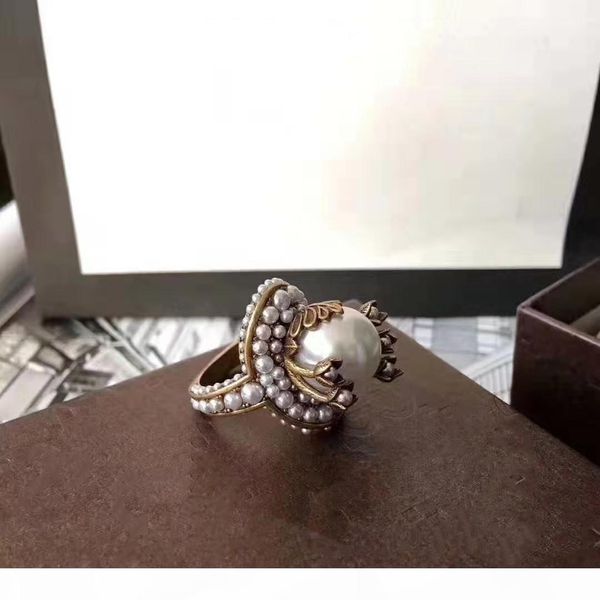 

a european and american high -quality customized pearl ladies wild designer rings luxury designer jewelry women rings, Golden;silver