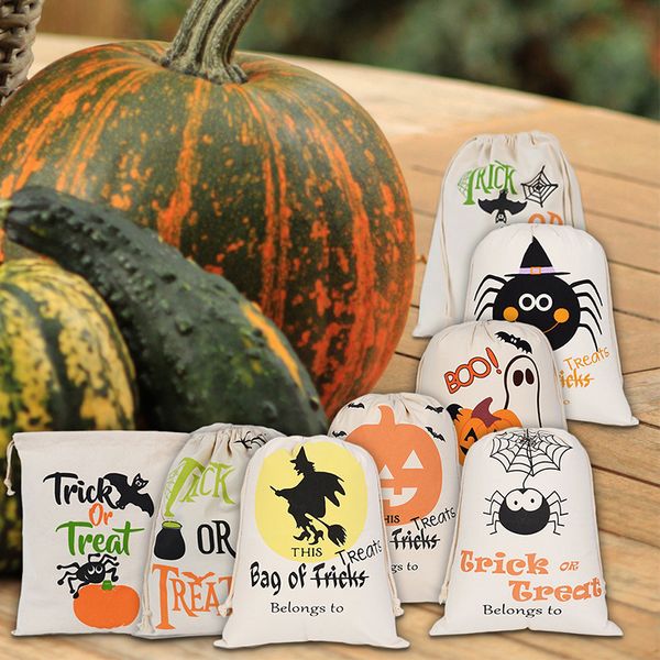 

высокое качество хэллоуин тыквы сумки hallowmas мешки подарочные пакеты drawstring candy bag tricks или побалуйте printed halloween party fa