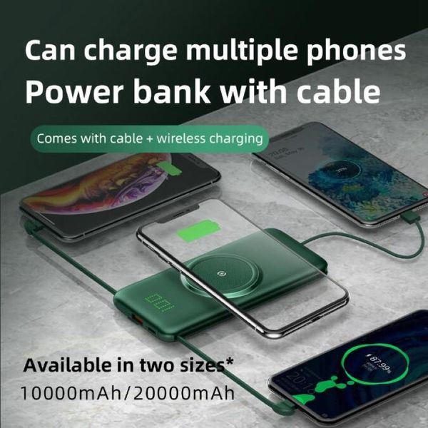 

10000 / 20000mah ци беспроводное зарядное устройство power bank внешняя батарея беспроводной зарядки powerbank для iphone11 x samsung huawei