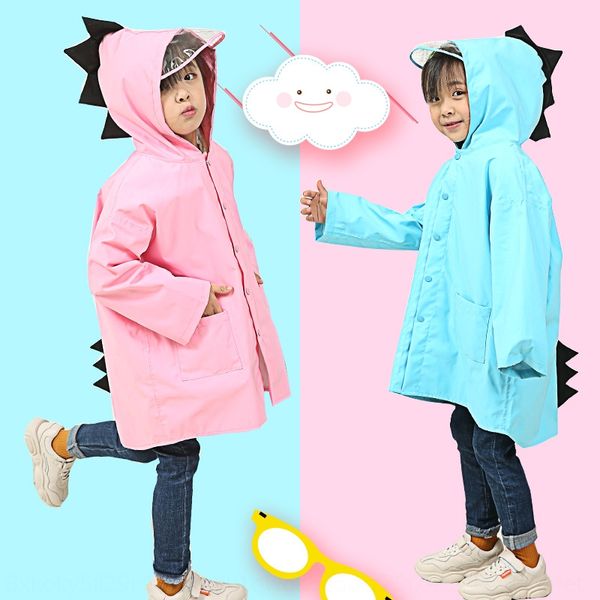 

little dinosaur children's raincoat girl cloak cloak boy kindergarten baby 0-1-3 grade children's 2-9 years old poncho thick, Red;brown