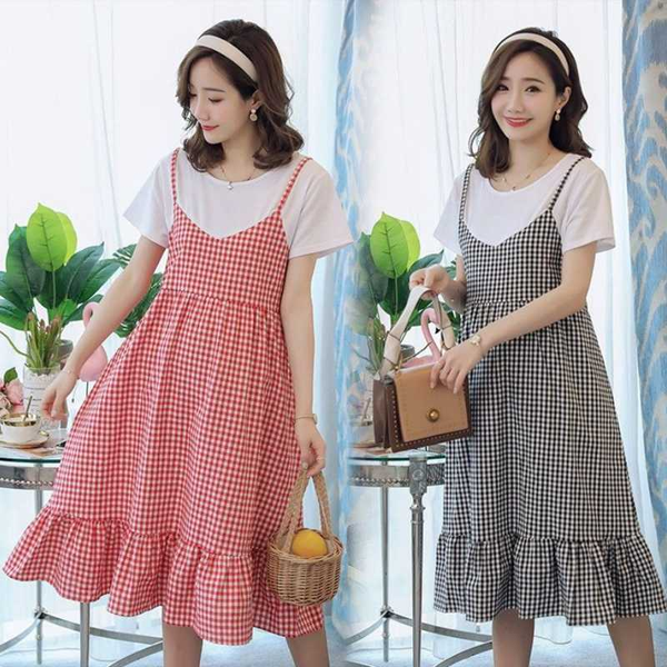 

new summer pregnant dress casual short sleeve pregnant dress, White