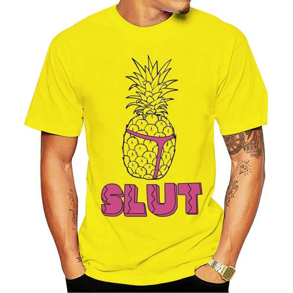 

pineapple slut funny yellow t shirt summer o-neck tee shirt, White;black