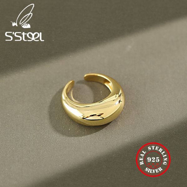 

geometry 925 sterling silver rings female's korean resizable handmade bague femme argent 925 accesorios mujer moda 2020 jewelry, Golden;silver