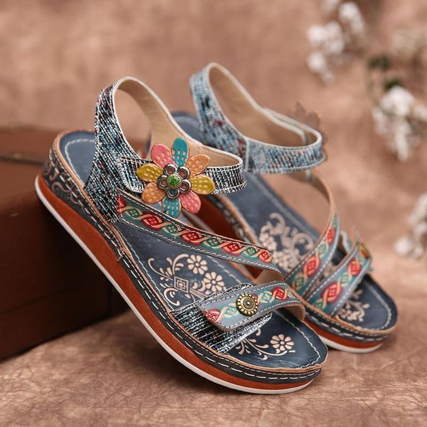 

women sandals plus size 44 wedges ladies flower 2020 soft bottom platform casual female beach shoes dropshipping, Black