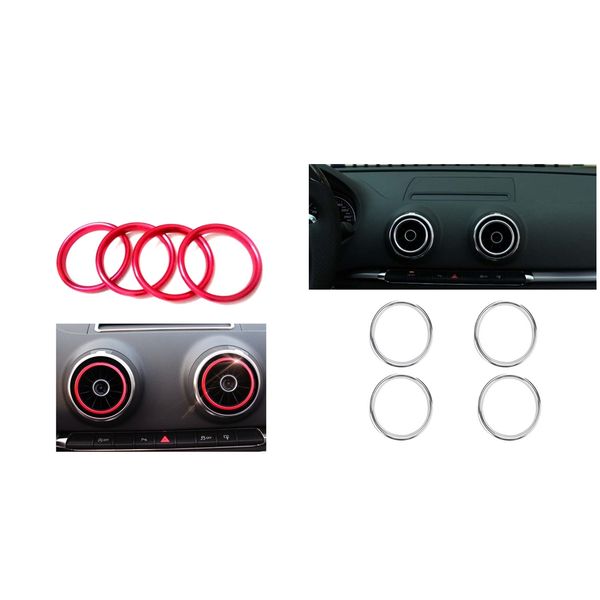

8x alloy air vent outlet rings sticker decorative cover trim fit for audi a3