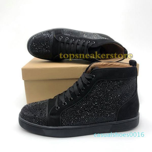 

2019 luxury designer red bottom studded spikes men women casual shoes insider sneakers black red white leather high c16