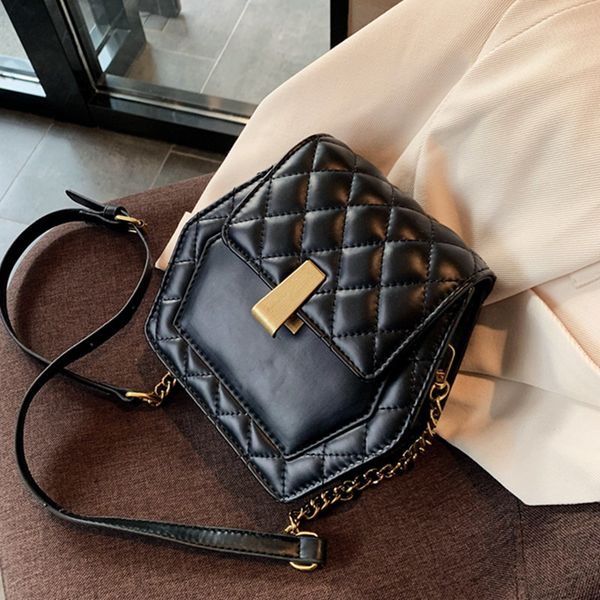 

new chain hexagon women shoulder crossbody bags 2020 fashion totes ladies messenger bags clutches female purses