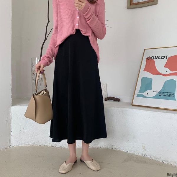 

new women's summer elegant skirt women's font fashion party office skirt solid color high waist, Black