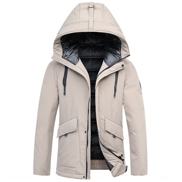 

2019 winter new men's mid-length 2019 winter hooded thickened white duck down jacket korean style fashion casual hooded thickened, Black