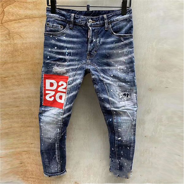 

20ss mens designer jeans mens jeans black ripped pants fashion skinny broken style bike motorcycle rock revival jean hip hop fear of god, Blue
