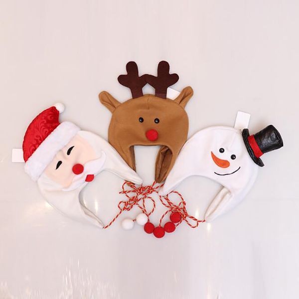 

cute christmas hat christmas tree hats decor kids hat brushed cloth long rope cartoon snowman elk long rope gift