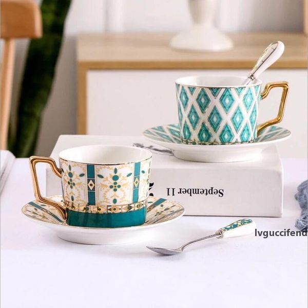 

ceramic coffee mug afternoon tea cup milk water cups with dish and spoon t200506