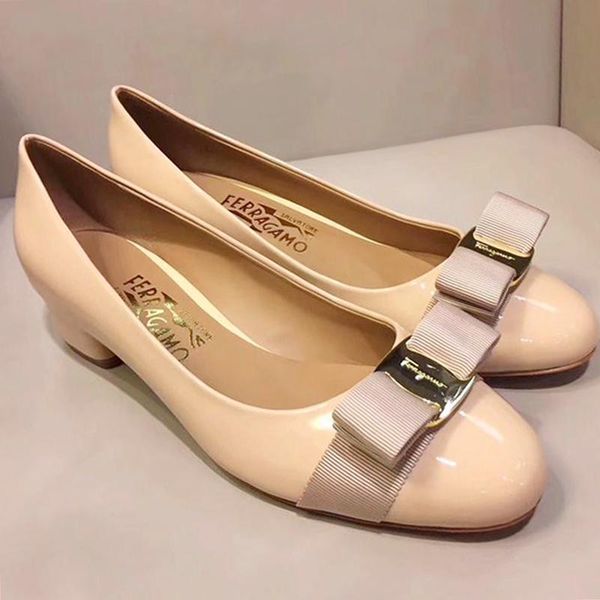 

womens pumps shoes leather round toe 3 .5cm mid heel pump pompe da donna vara bow pump shoe lady shoes fashion chaussures de femmes, Black