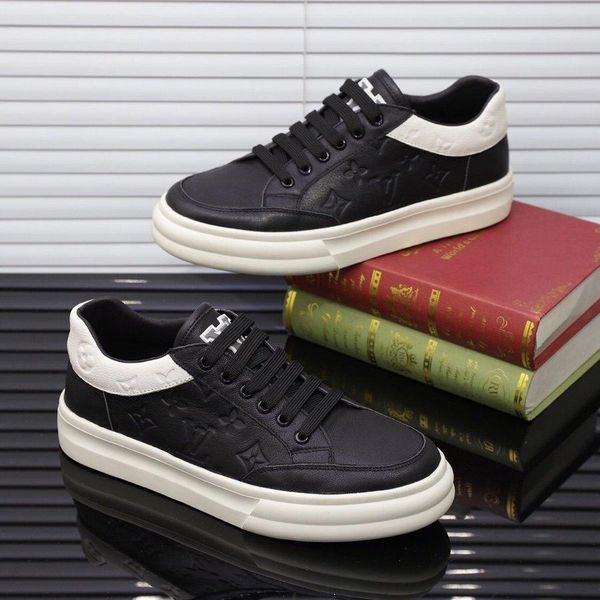 

2020m high-end limited edition leather letter low-lace up casual sneakers, stylish wild outdoor flat shoes, size: 38-451, Black