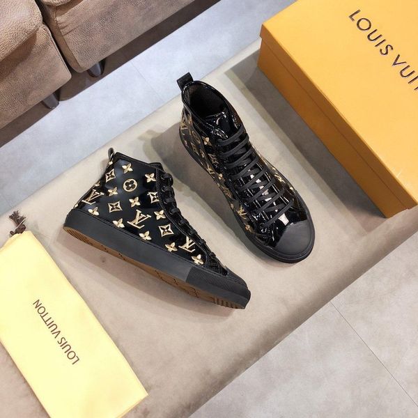 

new4 мужских моды сапоги высоких, чтобы помочь дикой спортивной обуви случайного открытого шаблона кожи комфортного обувь оригинальной короб, Black