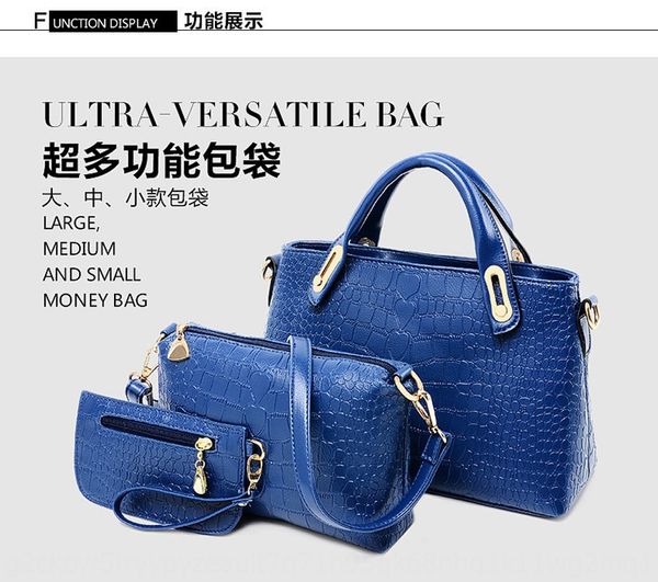 

new women's fashion hand women crocodile handbag handbag three-one-shoulder tote with pouch