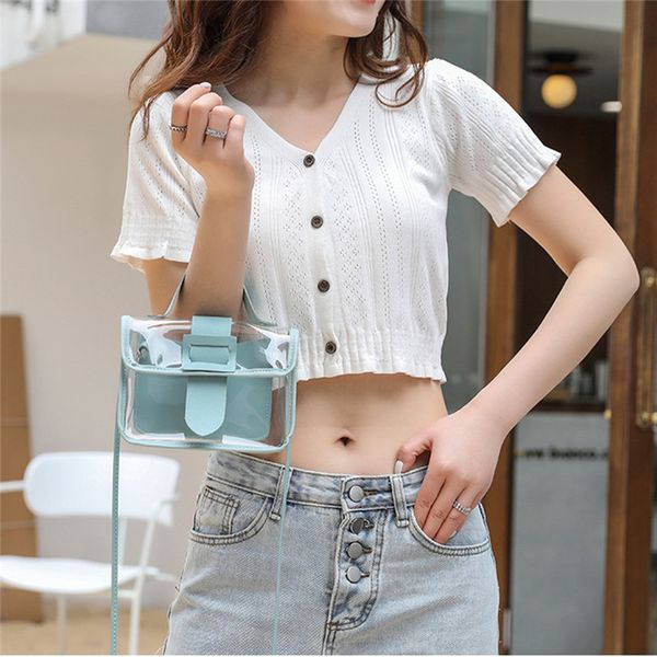 

spring summer fashion women 's transparent square sling bag cool pvc shoulder bag messenger mobile sweet ladies