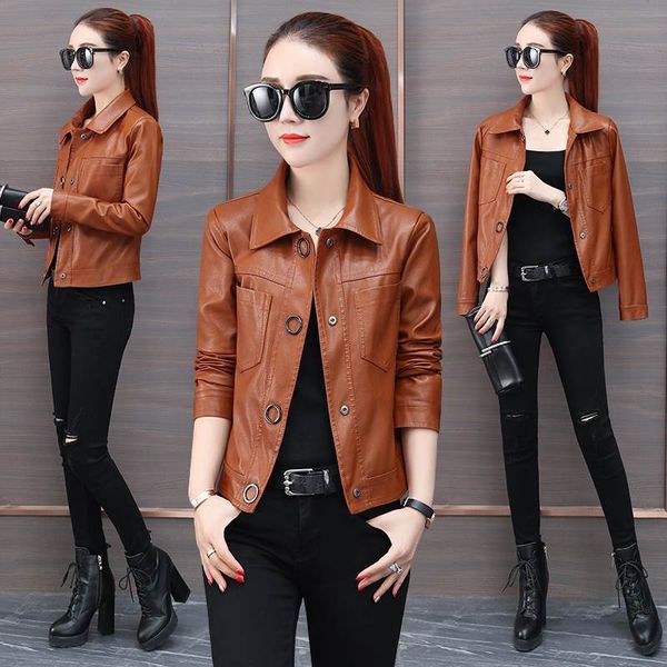 

leather jacket female coat plus size 2020 motorcycle coat women pu faux winter biker lady outwear spring autumn outerwear short, Black