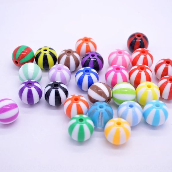 

8118-diy accessories key chain 16mm acrylic two-color round stripe diy beads accessories beads pattern straight through hole, Silver