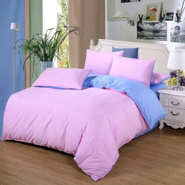 

new family kids bed linens pink + blue bedding set duvet cover+bed sheet+pillowcase home textile no quilt