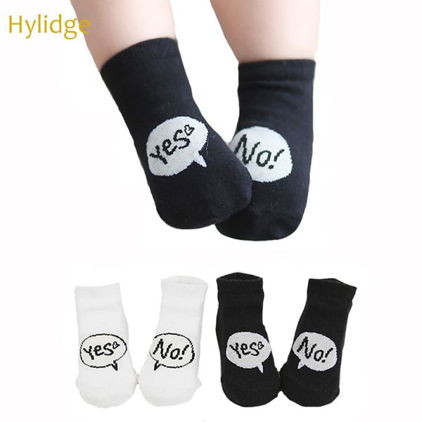 

hylidge yes/no print white black baby girl boy socks anti slip soft cotton kids girl ankle socks for newborn to 4 years 1 pair, Pink;yellow