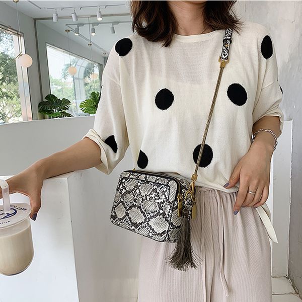 

snake lattice pattern crossbody bag for women mini tote bag lady messenger bags travel phone purses fashion fringed shoulder bag