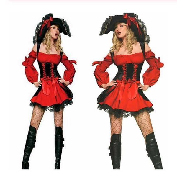 

costumes cosplay performance female party halloween costume dress woman pirate costume, Black