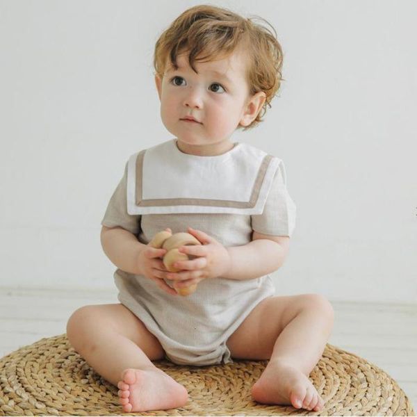 

детского bodysuit новорожденного baby girl bodysuit хлопок sailor младенец костюма лето с коротким рукавом мальчик комбинезон одежда, Blue