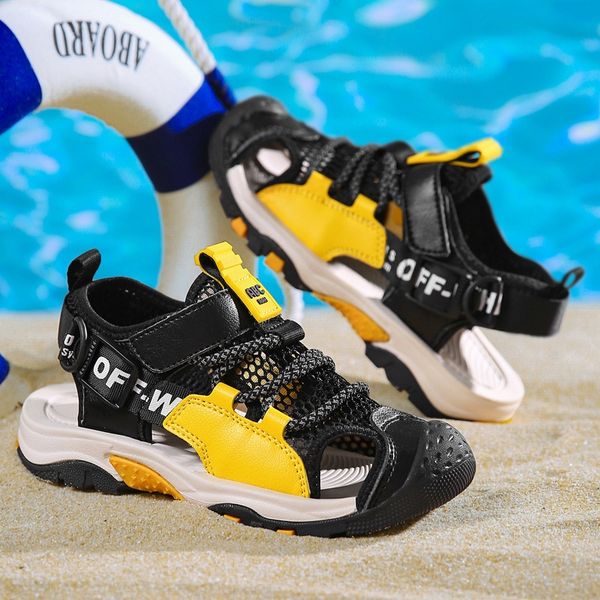 

boys' sandals sandals shoes 2020 new medium and large anti-skid children's boy's baotou soft bottom handsome children's, Black;red