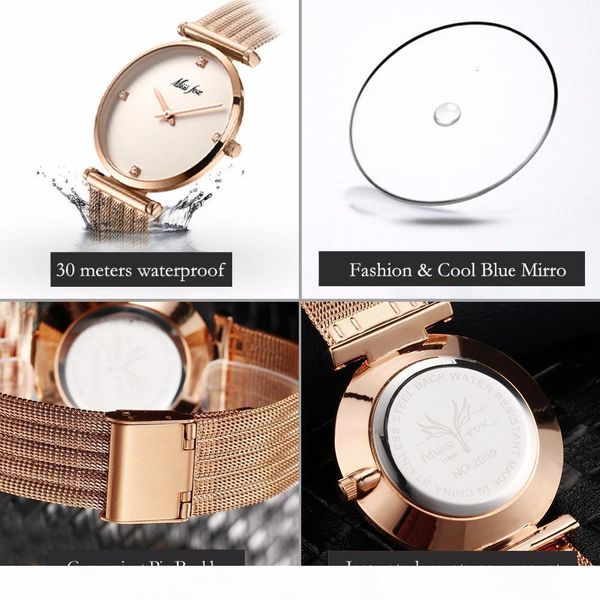 

women watches luxury 2018 ultra thin rose gold watch triomphe mesh brand minimalist lady watch for women golden clock hour gifts sh190929, Slivery;brown