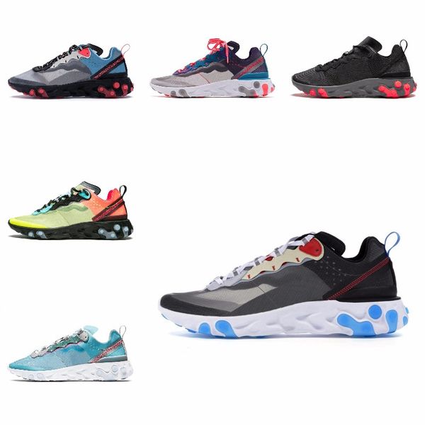 

new ashion react element running shoes fo men women light bone triple black royal solar team red mens trainers sports sneaker runner s#07364