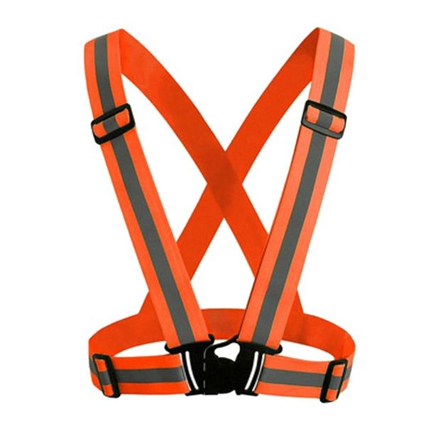 

adjustable safety security high visibility reflective vest gear elastic stripes jacket, Black