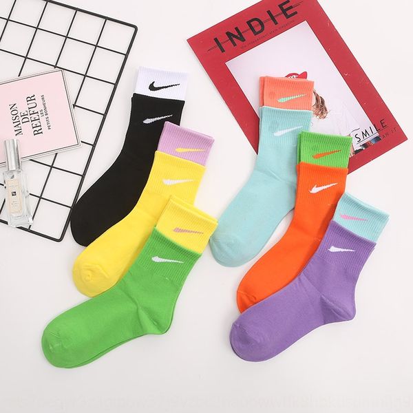 

pair high tube color matching and women's nk double hook sports socks ins trendy double hook socks, Black