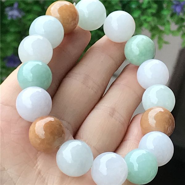 

natural myanmar jadeite beaded, strands female male jade 13 mm bracelet, Black