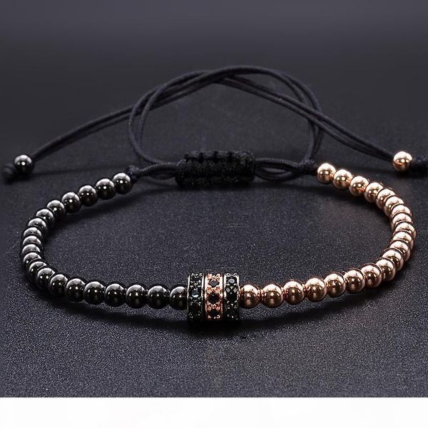 

g cool summer zircon bracelet bangle bracelets for women gold caps micro pave cz beads twisted macrame bracelets valentine gift, Black