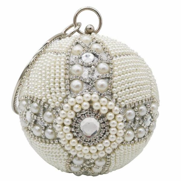 

aber 2020 women round shaped evening bags beads flowers party dinner clutch with chain dinner bags for ladies mn1486